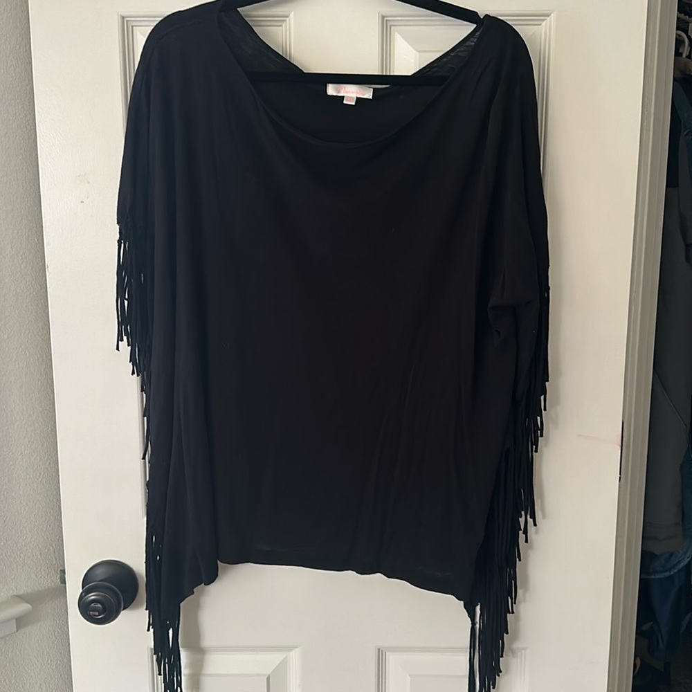 Black Tshirt with Fringe